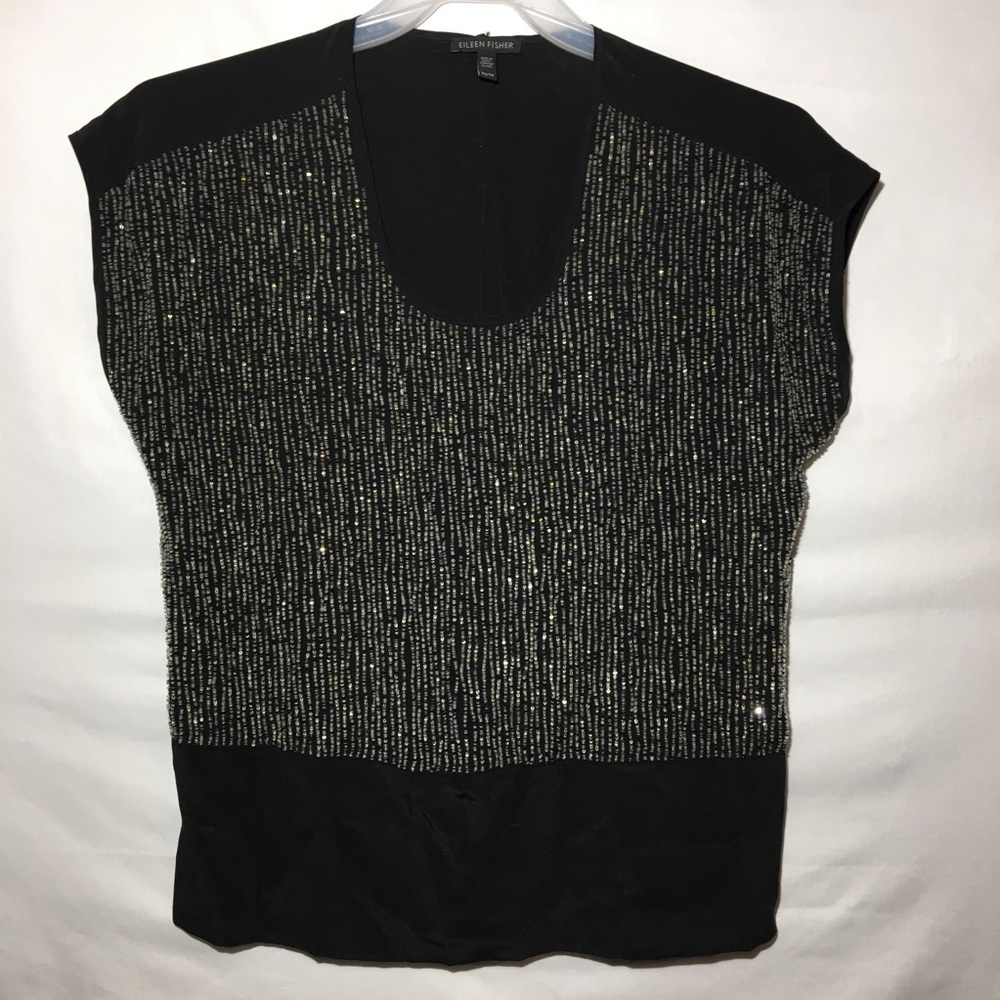 Eileen Fisher Silk Beaded Top